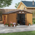 Outsunny 7' x 4' Metal Storage Shed Organizer, Garden Tool House with 4 Vents and 2 Sliding Doors for Backyard, Patio, Garage, Lawn, Dark Gray