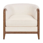 My Texas House Campbell Wood Accent Chair, Cream Fabric