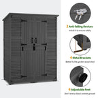 MCombo Large Outdoor Storage Shed with 6 Shelves, Outside Tool Wooden Storage Cabinet, 1738
