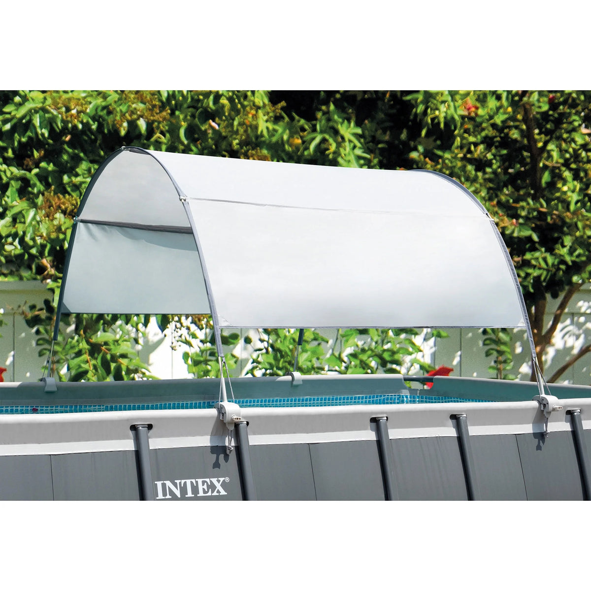 Intex 16' x 42" Frame Rectangular Above Ground Swimming Pool Set w/ Canopy