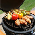 22 in. Kamado S-Series Ceramic Charcoal Grill in Black with Cover, Cart, Side Shelves, Two Cooking Grates and Ash Drawer
