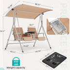 HOMREST Patio Swing with Adjustable Canopy��Heavy Duty 650 LBS Outdoor Swing with Pivot Storage Table & 4 Cup Holders & Cushions for Yard, Lawn, Backyard, Navy Blue