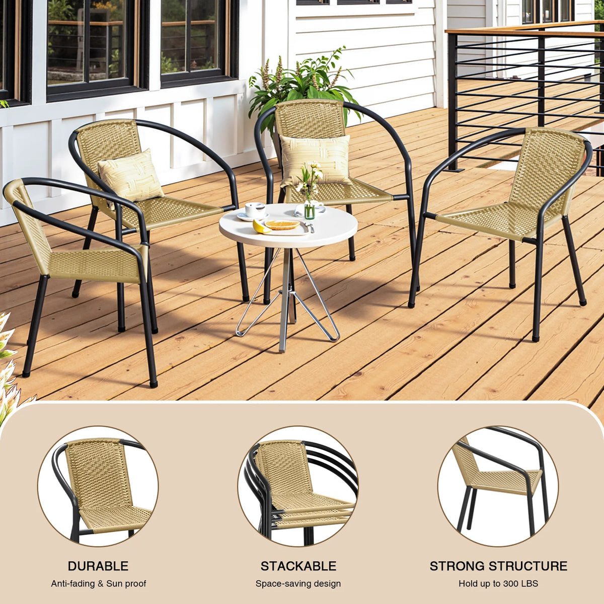 Gaildon Pack Medium Brown Rattan Indoor-Outdoor Restaurant Stack Chair | Versatile and Stylish Seating