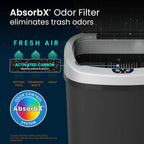 13 Gallon Plastic Sensor Kitchen Trash Can with Odor Filter, Slim Space-Saving Garbage Bin