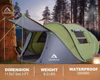 4 Person Easy Pop Up Tent Waterproof Automatic Setup 2 Doors-Instant Family Tents for Camping Hiking & Traveling