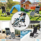 NAIZEA 2 Pack Zero Gravity Chair, Foldable Portable Lawn Recliner with Cushion, Headrest, Cup Holder, Black