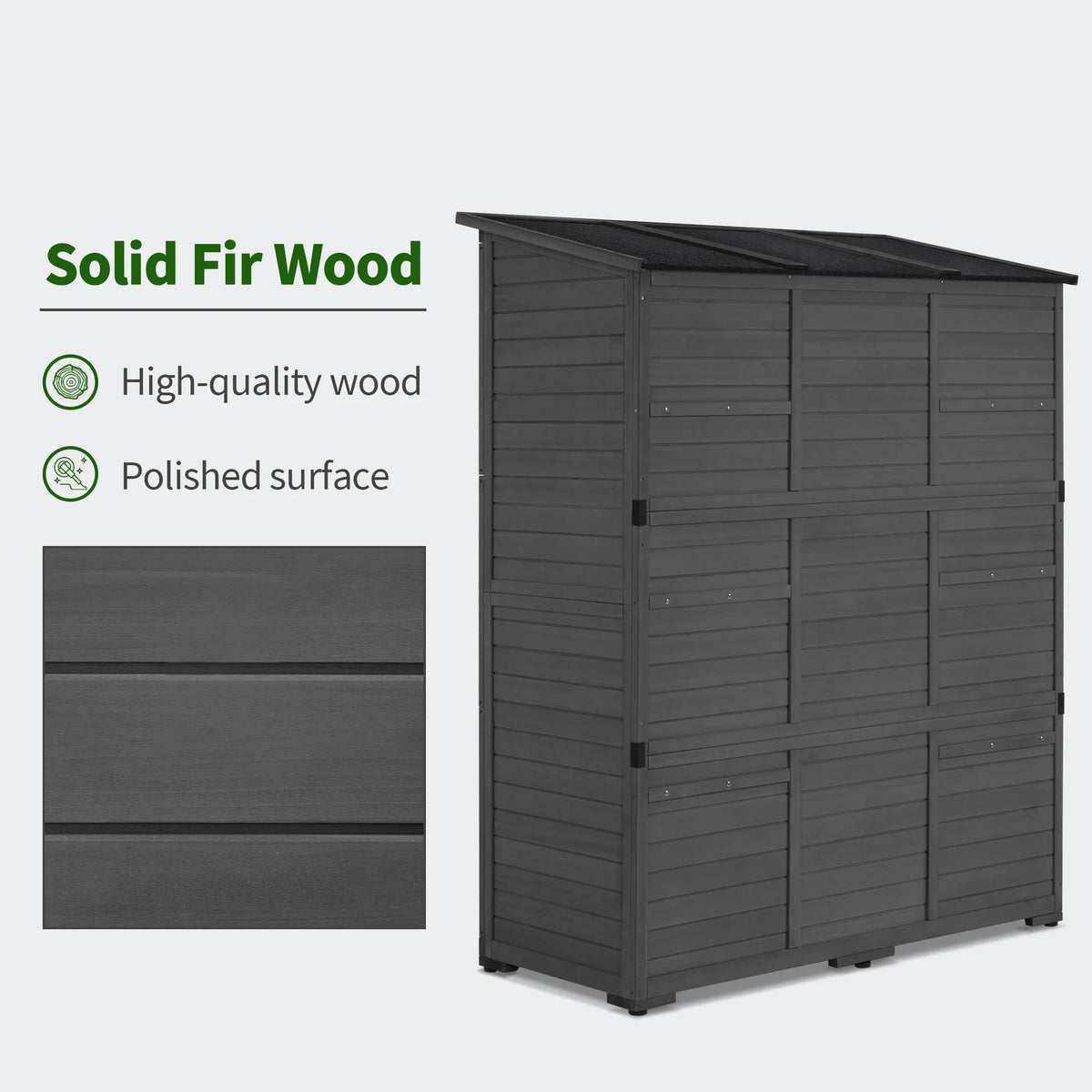 MCombo Large Outdoor Storage Shed with 6 Shelves, Outside Tool Wooden Storage Cabinet, 1738