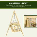 Outsunny 2-Seat Outdoor Swing Chair, Porch Swing with Stand and Side Tables, for Garden, Poolside, Backyard, Natural