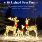 Best Choice Products 6.5ft 3-Piece Lighted Christmas Deer Set Outdoor Yard Decoration w/ 385 LED Lights, Stakes - Gold