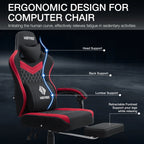 Hoffree Gaming Chair with Massage Fabric Office Chair with footrest for Adults, Ergonomic Gamer Chair with Headrest and Lumbar Support for Office Gaming, 440 LBS