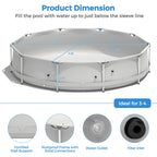 Infans Round Above Ground Swimming Pool Patio Frame Pool W/ Pool Cover Iron Frame Blue