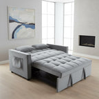 Gewnee 55'' Modern Convertible Velvet Sofa Bed with Pull-Out Twin Bed, Adjustable Backrest for Living Room, Office (Dark Gray)