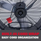 Ecomax 24 Inch High Velocity Drum Floor Fan. Industrial. 3-Speed. Adjustable Tilt
