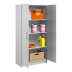 Prepac Adjustable Shelves Cabinet - Functional Tall Garage Table, 16"D x 32"W x 65"H Freestanding Garage Cabinet with 2-Doors, Light Gray - GES-3264