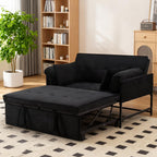 Gewnee 55'' Modern Convertible Velvet Sofa Bed with Pull-Out Twin Bed, Adjustable Backrest for Living Room, Office (Dark Gray)