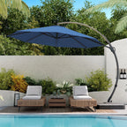 LAUSAINT HOME 11FT Patio Umbrella with Base, Outdoor Deluxe Curvy Cantilever Umbrella for Patio Pool Deck, Champagne