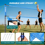 Patiassy Outdoor Portable Volleyball Net Set System for Backyard - Quick & Easy Setup Adjustable Height Steel Poles, PU Volleyball, Pump and Carrying Bag