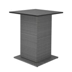 Topcobe 5 Pieces Outdoor Wicker Bar Table Set with Hidden Storage Shelves, Outdoor Patio Furniture for Garden Backyard Pool Deck-White