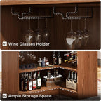 Tribesigns Bar Cabinet, L-Shaped Home Bar Table with Stemware Racks