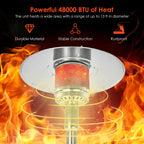 Costway 50000 BTU Propane Patio Heater Standing Steel with Wheels Grey