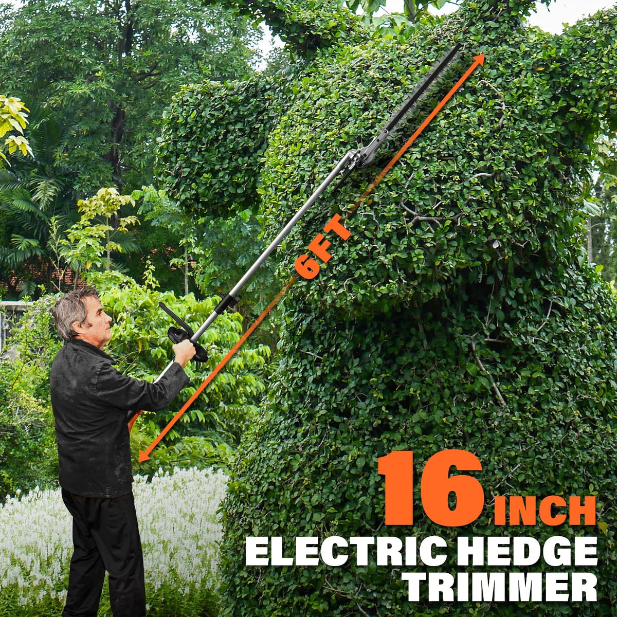 MAXLANDER 40V Cordless Weed Wacker, 4-in-1 Lawn Tool with Hedge Trimmer, 8-inch Pole Saw & Brush Cutter, 2×20V 4Ah Batteries & Charger Included