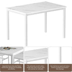 5 Piece Dining Room Table Set, Modern Dining Table Sets with Gray Velvet Upholstered Chairs for 4, Faux Marble Pattern Rectangle Kitchen Table Set for Bar Living Room Breakfast Nook Small Space