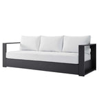 Lounge Sofa Table Set, Grey Gray, Aluminum, Metal, Fabric, Modern Contemporary, Outdoor Patio Balcony Cafe Bistro Garden Furniture Hotel Hospitality