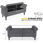 Storage Bench with Upholstered Rolled Arm Ottoman Bench Couch w/ Solid Wood Legs for Bedroom End of Bed,and Living room,Gray