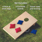 Cornhole Wooden, Stick & Slide, 10 Pieces, 2 Boards, 8 Bean Bags, Family Games, Ages 3+ by MinnARK