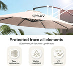 LAUSAINT HOME 11FT Patio Umbrella with Base, Outdoor Deluxe Curvy Cantilever Umbrella for Patio Pool Deck, Champagne