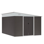 Outsunny 4.6' x 9' Metal Outdoor Storage Shed, Garden Utility Tool House with Double Lockable Doors for Backyard, Patio, Lawn, Garage, White