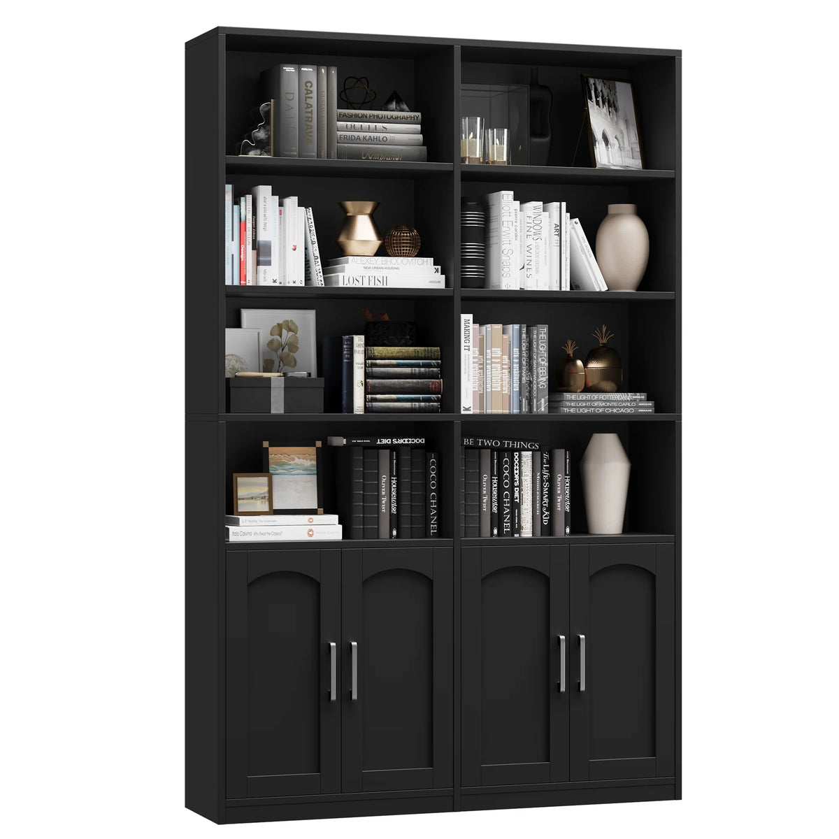 Homfa 73�� Tall Bookcases with Doors, 8 Cubes 6-Tier Double Row Bookshelf, White Bookcase for Living Room Home Office