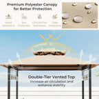 Spaco 3-Piece Patio Bar Set with A Heat-Resistant Tempered Glass Top, Grill Gazebo & 2 Bar Stools with Tempered Glass Bar Table, Bar Set for Outdoor, Brown