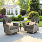 Ovios 5 Pieces Outdoor Patio Furniture Set High Back All Weather Wicker Conversation Set with Swivel Chairs & Coffee Table, Dark Gray