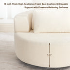 Fumahaus Upholstered Swivel Accent Chair, Oversized Comfy Round Sofa Chair with Two Pillows, Leisure Sofa Chair for Living Room Bedroom, Beige