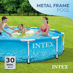 INTEX Round Metal Frame 10ft x 30in Above Ground Swimming Pool Set, Blue