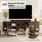 Laintene 59" TV Stand, Fluted TV Stand for TVs up to 65", Entertainment Center with Storage and Sliding Doors, Modern Media Console with Power Outlet for Living Room, Walnut