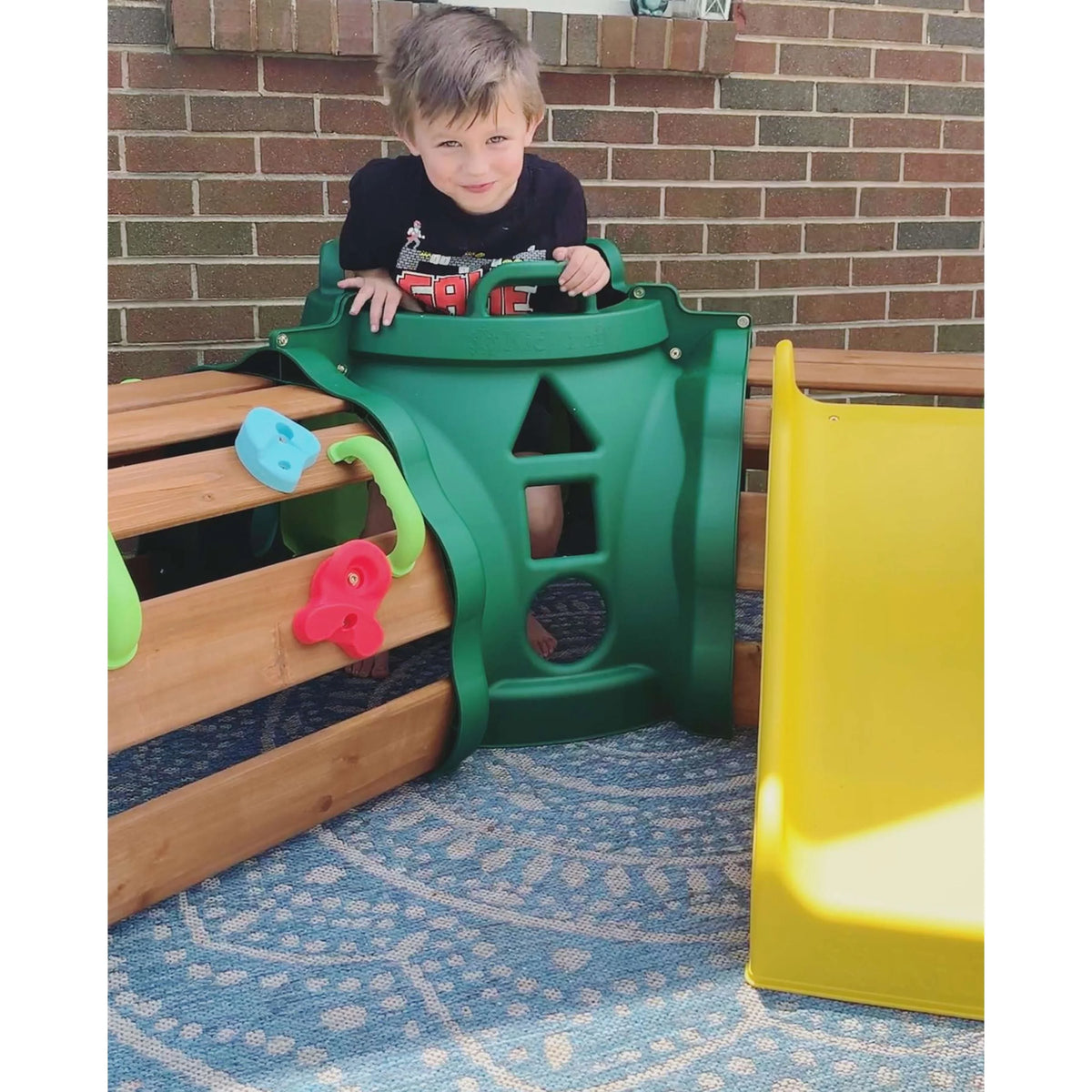 KidKraft Hideout Hollow Toddler Climber with Slide and Peek-a-Book Flap