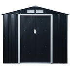 Outsunny 7' x 4' Metal Storage Shed Organizer, Garden Tool House with 4 Vents and 2 Sliding Doors for Backyard, Patio, Garage, Lawn, Dark Gray