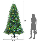 Costway 7ft Pre-lit Hinged Christmas Tree w/ Remote Control & 9 Lighting Modes