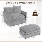 Muumblus Oversized Lounge Chair with Ottoman, Cloud Accent Armchair for Living Room, Beige Chenille