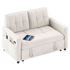 Dextrus  3-in-1 Convertible Futon Sofa Bed, Modern Sleeper Sofa with Pull-Out Bed for Small Place, Beige