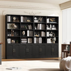 Homfa 73�� Tall Bookcases with Doors, 8 Cubes 6-Tier Double Row Bookshelf, White Bookcase for Living Room Home Office