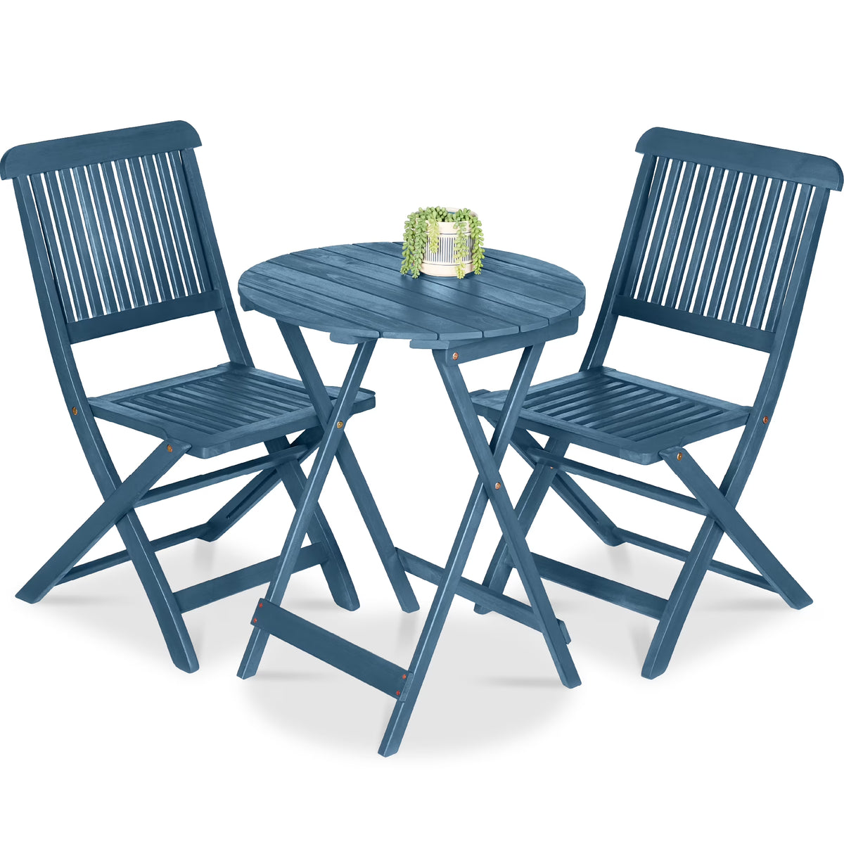 Best Choice Products 3-Piece Acacia Wood Bistro Set, Folding Patio Furniture w/ 2 Chairs, Table - Natural