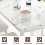 5 Piece Dining Room Table Set, Modern Dining Table Sets with Gray Velvet Upholstered Chairs for 4, Faux Marble Pattern Rectangle Kitchen Table Set for Bar Living Room Breakfast Nook Small Space