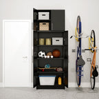 Prepac Adjustable Shelves Cabinet - Functional Tall Garage Table, 16"D x 32"W x 65"H Freestanding Garage Cabinet with 2-Doors, Espresso - EES-3264