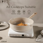 Carote Nonstick Pots and Pans Set, 13 Pieces Kitchen Cookware Sets Compatible for All Stoves, White Granite