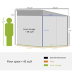 Outsunny 4.6' x 9' Metal Outdoor Storage Shed, Garden Utility Tool House with Double Lockable Doors for Backyard, Patio, Lawn, Garage, White