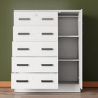 Better Home Products JCF Sofie 5 Drawer Wooden Tall Chest Wardrobe in Mahogany