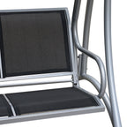 Outsunny 3 Person Patio Swing Seats, Porch Swing with Stand & Adjustable Canopy, Heavy Duty Outdoor Swing Chair Bench for Adults, Black